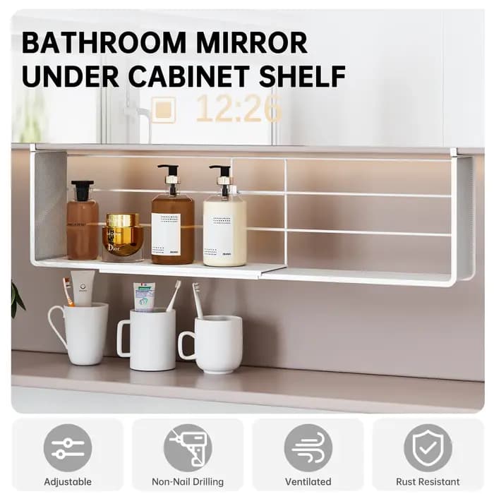 Boîte de rangement pour armoire miroir avec compartiments superposés, panier suspendu, armoire de salle de bain, étagère de rangement sous armoire, organisateur de salle de bain