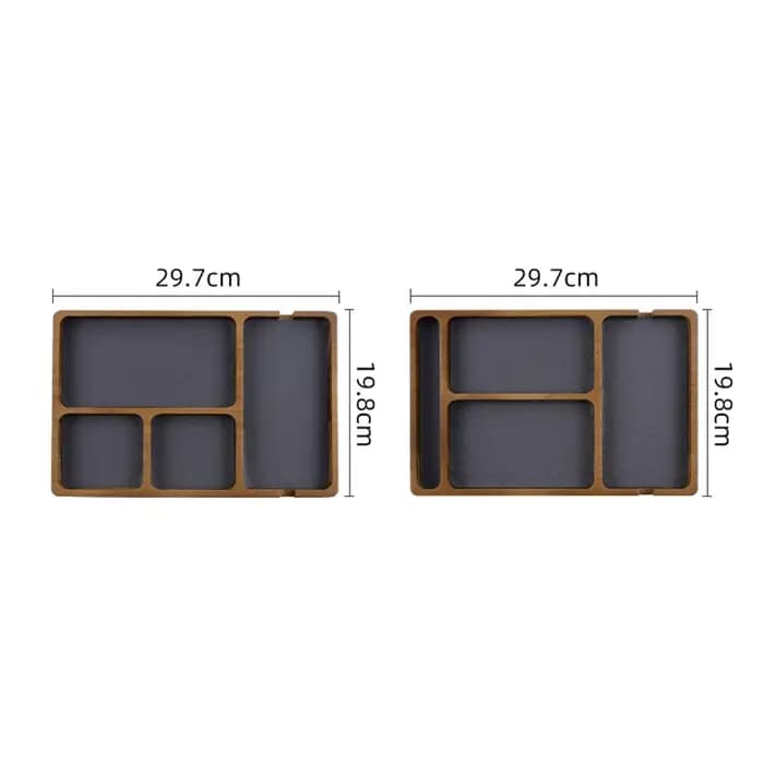 Boîte de rangement de bureau en bois avec compartiments