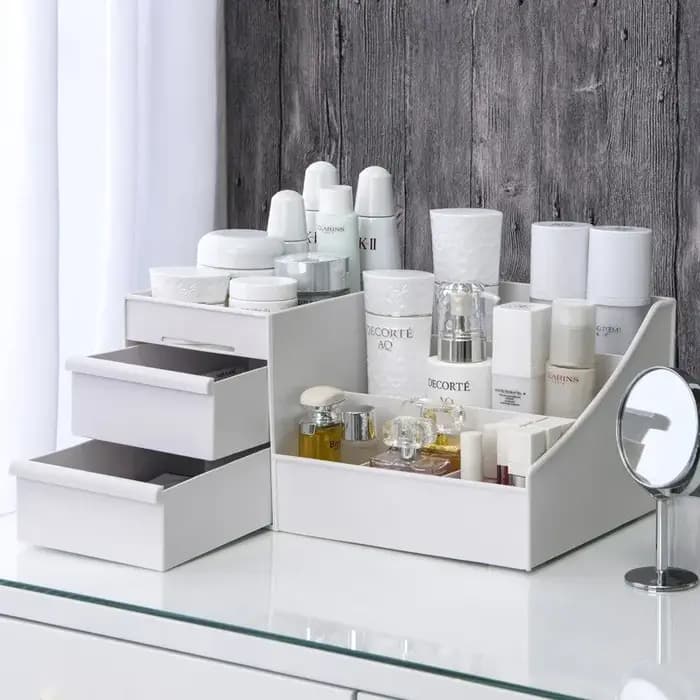 Nouveau Tiroir Maquillage Boîte De Rangement Dortoir Finition Étagère En Plastique Cosmétiques Soins De La Peau Coiffeuse De Bureau