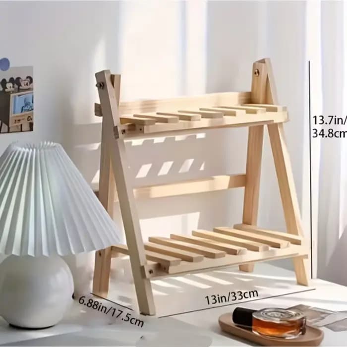 Étagère de rangement de bureau en bois à 2 niveaux