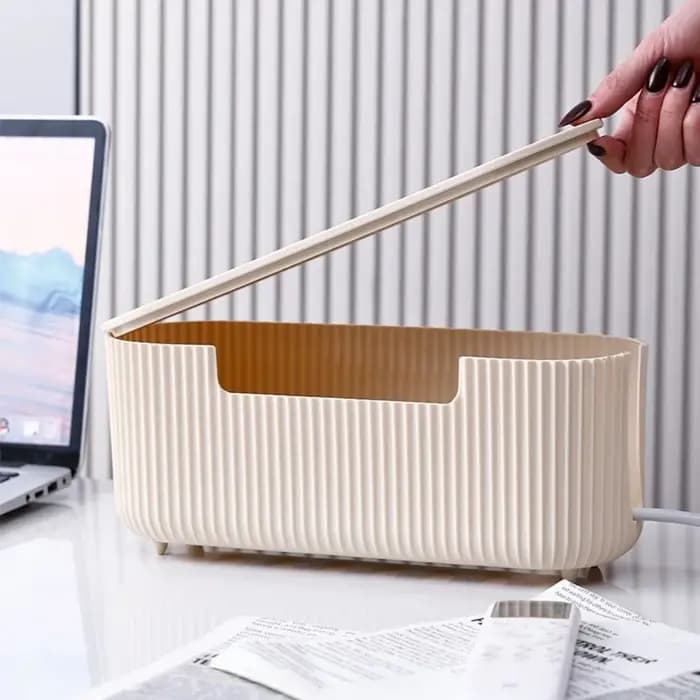 Boîte de rangement de câbles de bureau de qualité avec couvercle