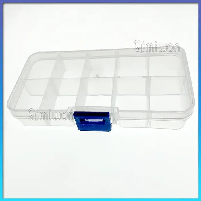 Petite boîte de rangement en plastique transparent, boîte à bijoux, finition de pièces de composants