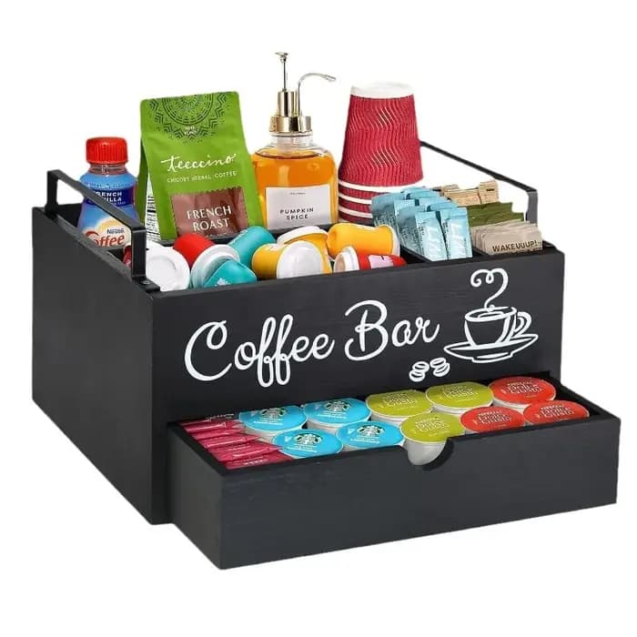 Boîte de rangement de capsules de café en bois