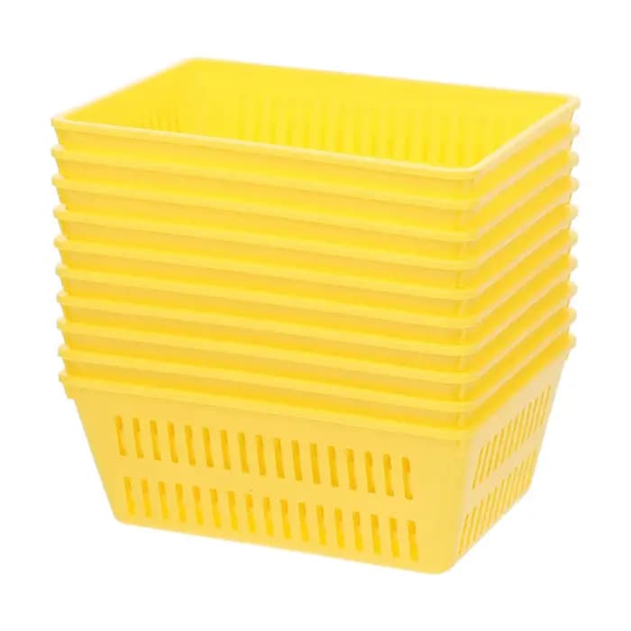Mir de rangement en plastique jaune, petits paniers d'organisation