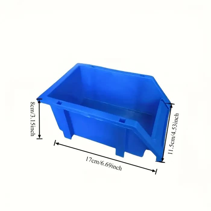 10 bacs de rangement en plastique bleu avec compartiments pour étiquettes - Système d'organisation modulaire emboîtable
