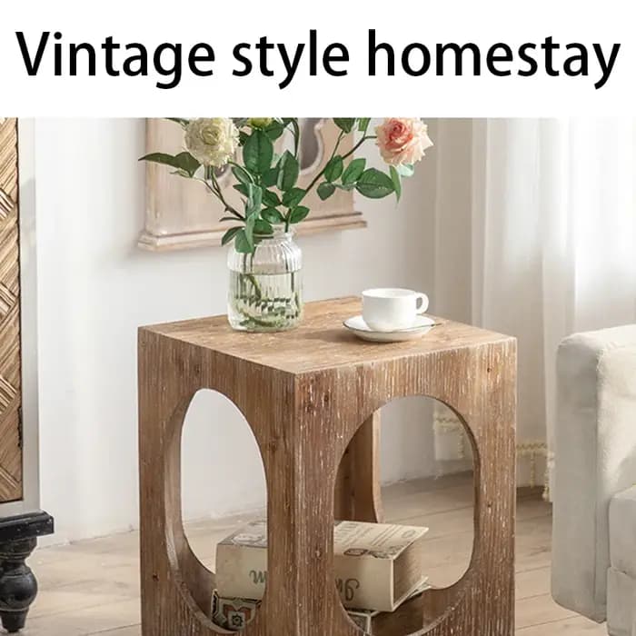 Table basse en bois, Table d'appoint de rangement Vintage
