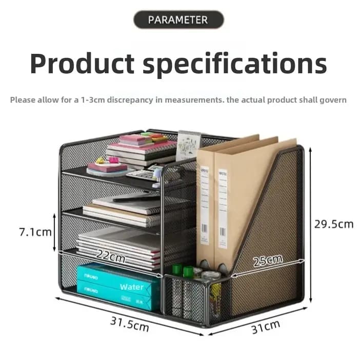 Organisateur de bureau en métal multifonctionnel avec rangement intégré