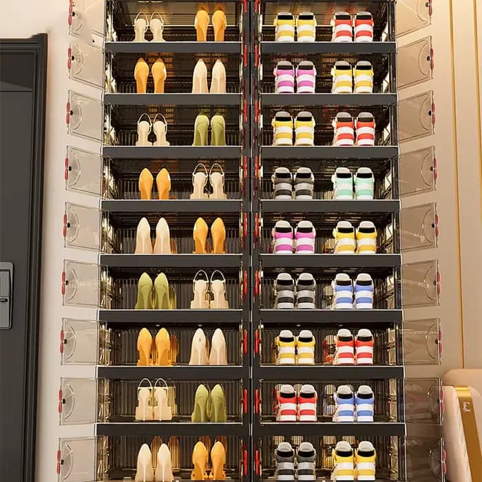 Meuble de rangement pliable multi-niveaux grande capacité pour chaussures et snacks