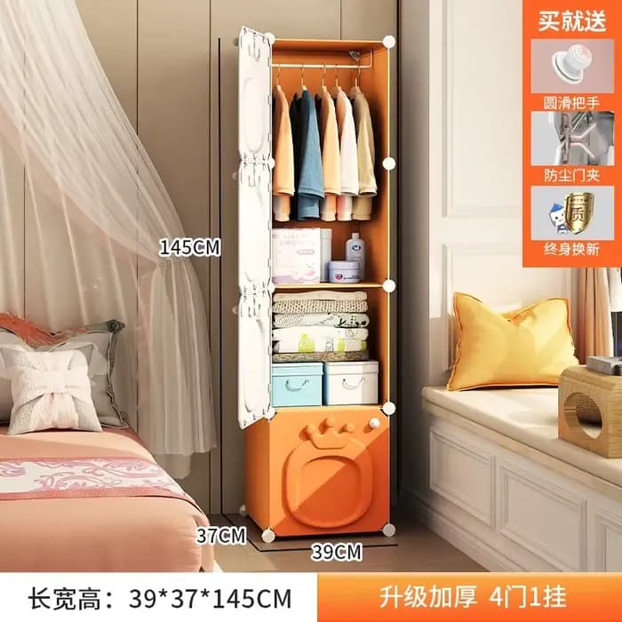 Armoire simple à étagères, organisateur de vêtements pour salon, rangement modulaire, placard bébé,