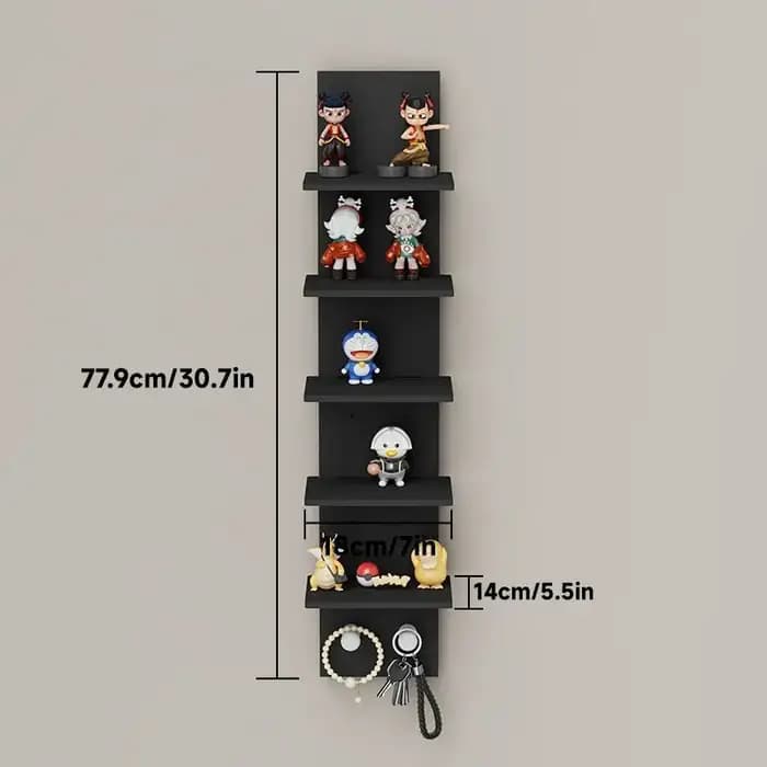 Étagère de présentation verticale à 5 niveaux pour figurines d'anime avec crochets pour bureau et mu