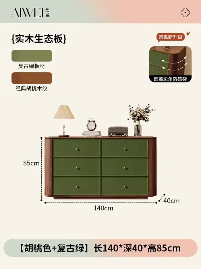 Armoire de Rangement Vintage Rustique en Bois Vert