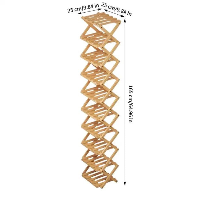 Organisateur de rangement pour chaussures à 10 niveaux en bois pliable, étagère stable et haute pour