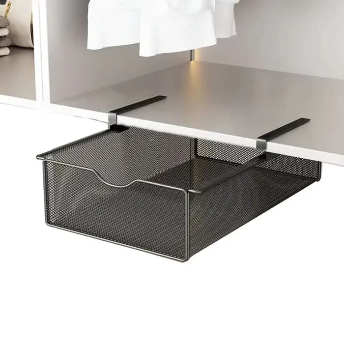 Compartiment de rangement coulissant en maille pour armoire