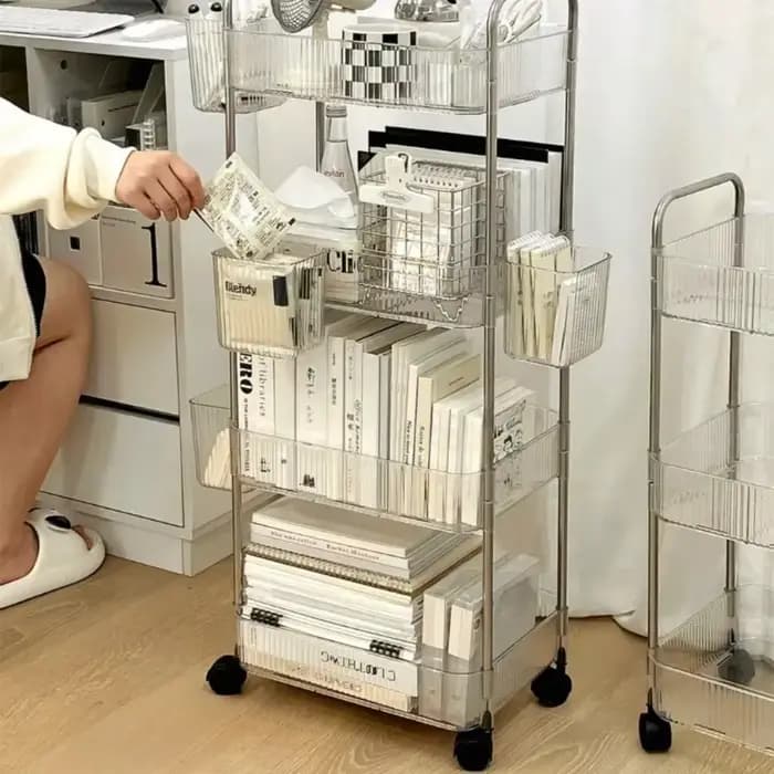 Étagère mobile à 2/3/4 niveaux avec roulettes