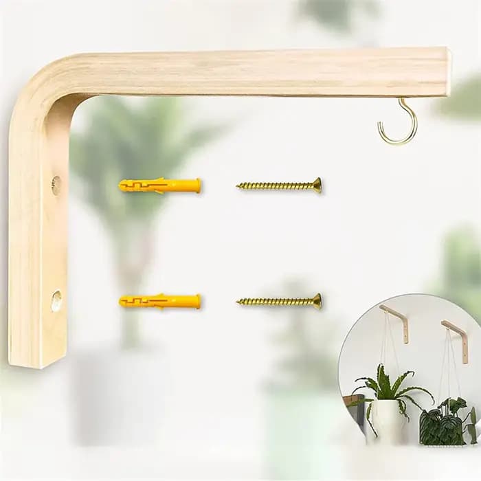 Cintres muraux nordiques en bois naturel pour plantes, crochet pour Pot de fleurs suspendu, support