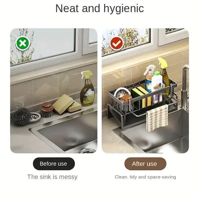 Égouttoir à vaisselle extensible en acier inoxydable pour comptoir de cuisine