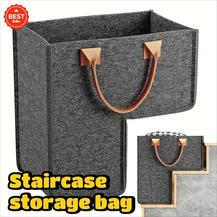 Sac de rangement en feutre en forme de L pour escalier, organisateur pliable gain de place, panier grande capacité avec poignées pour placard domestique