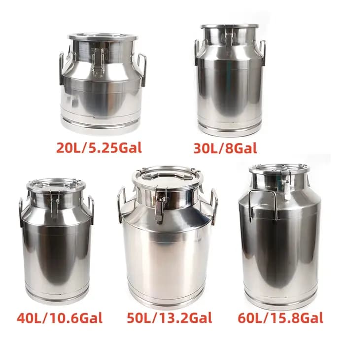Grande boîte à lait en acier inoxydable avec couvercle scellé, carafe fourre-tout E27, 5.25, 8/10, 6