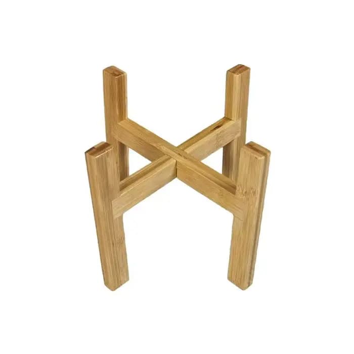 Support pour plantes en bambou naturel, support pour pot de fleurs à quatre pieds en forme de croix, étagère robuste pour plantes d'intérieur et d'extérieur