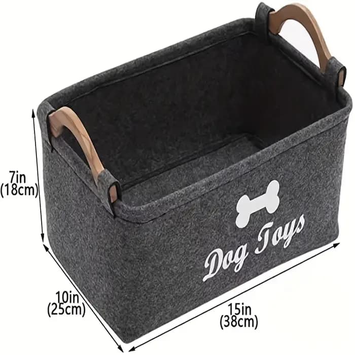 Boîte de rangement en feutre pour jouets pour chiens de compagnie