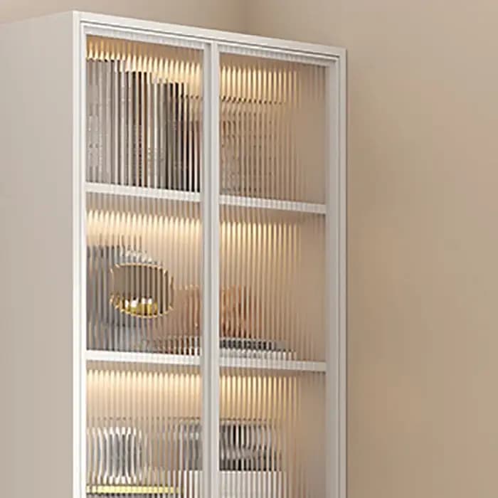 Tiroirs armoires de salon blanches noir luxe avec portes vitrine
