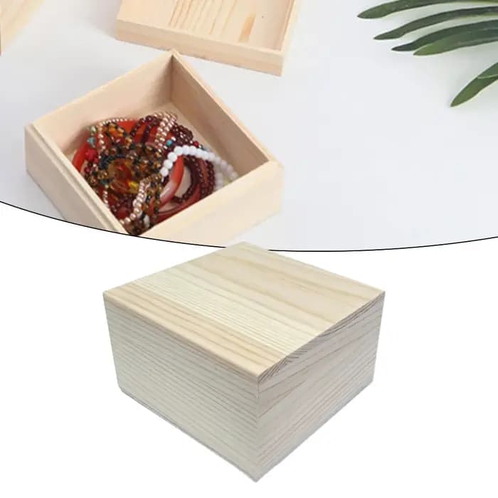 Boîte de rangement en bois avec couvercle supérieur et inférieur