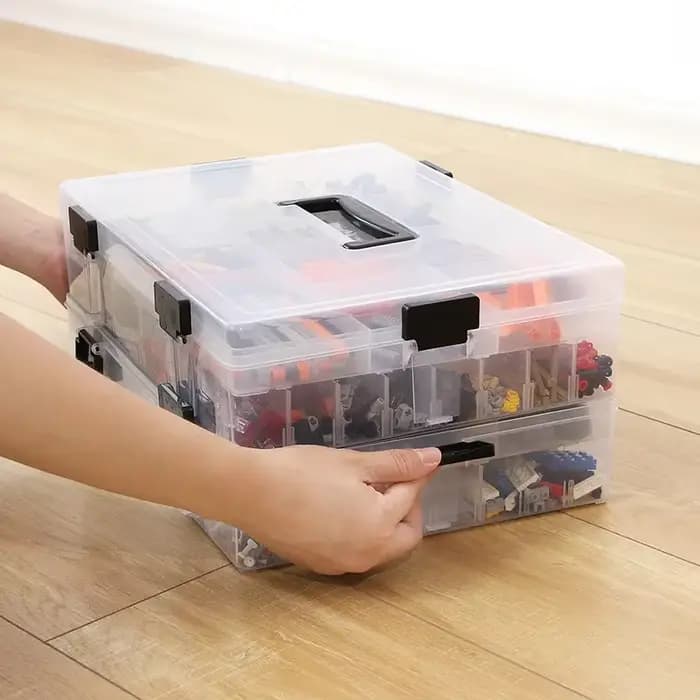 Boîte de rangement grande capacité transparente multicouche pour jouets