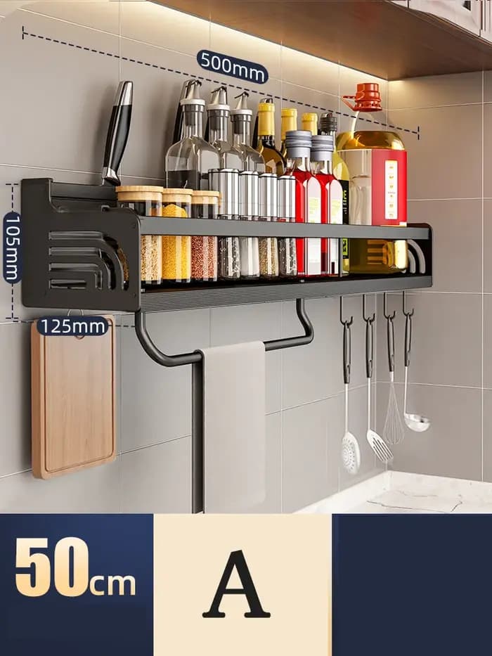 Organisateur de cuisine étagère murale support de rangement d'épices porte-couteau