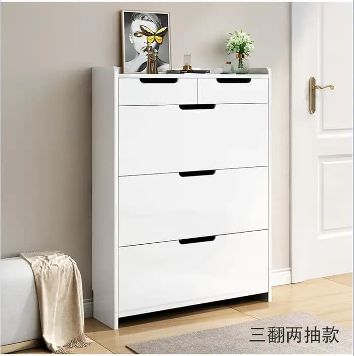 Armoire à chaussures pliante de rangement blanche au Design moderne avec bois multicouche pour meubl