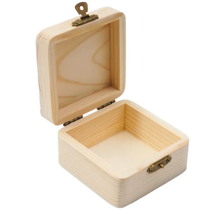 Boîte d'emballage en bois naturel uni 8x8x4.5cm
