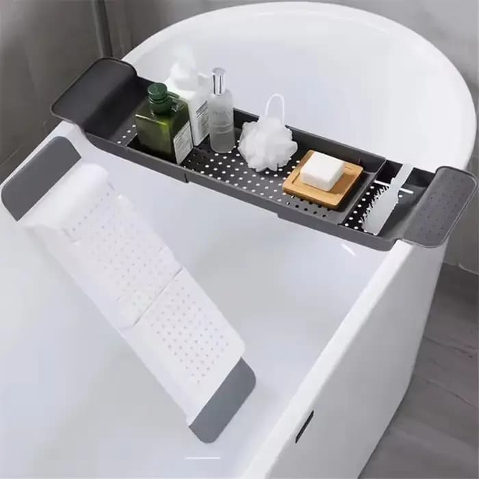 Étagère de baignoire extensible en bambou