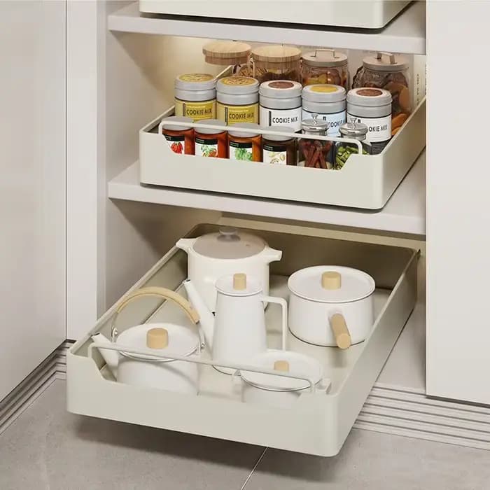 Support de rangement en métal pour cuisine avec rails coulissants