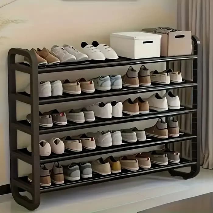 Étagère à chaussures en métal à 5 niveaux peu encombrante pouvant contenir jusqu'à 18 paires de chau