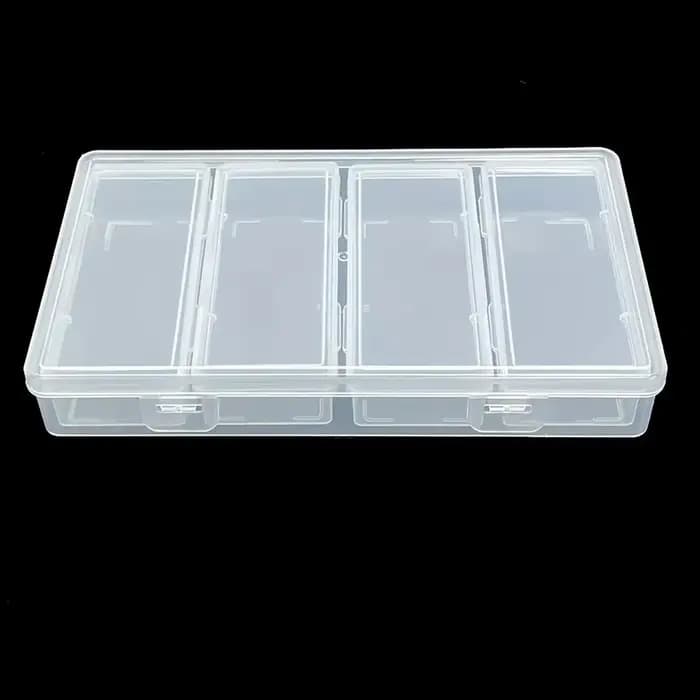 Boîte de rangement en plastique transparent avec 4 séparateurs réglables - Conteneur pour fournitures d'artisanat et de couture avec compartiments amovibles