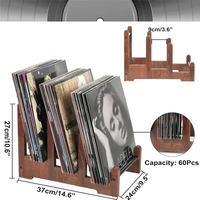 Porte-disque en vinyle Design Vintage à 3 niveaux