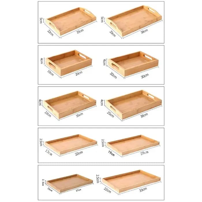 Nouveau plateau de rangement rectangulaire en bois massif pour la maison