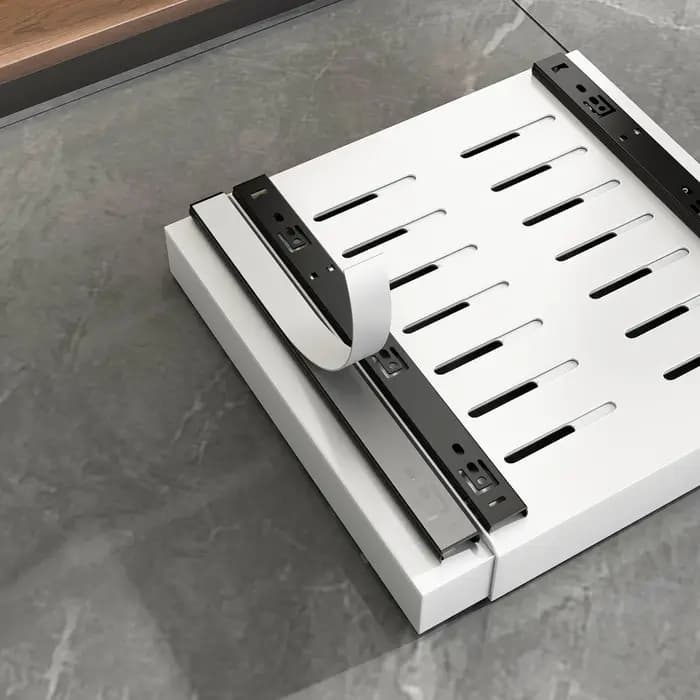 Support de rangement d'armoire extractible avec tiroirs coulissants extensibles adhésifs pour organisateur sous évier