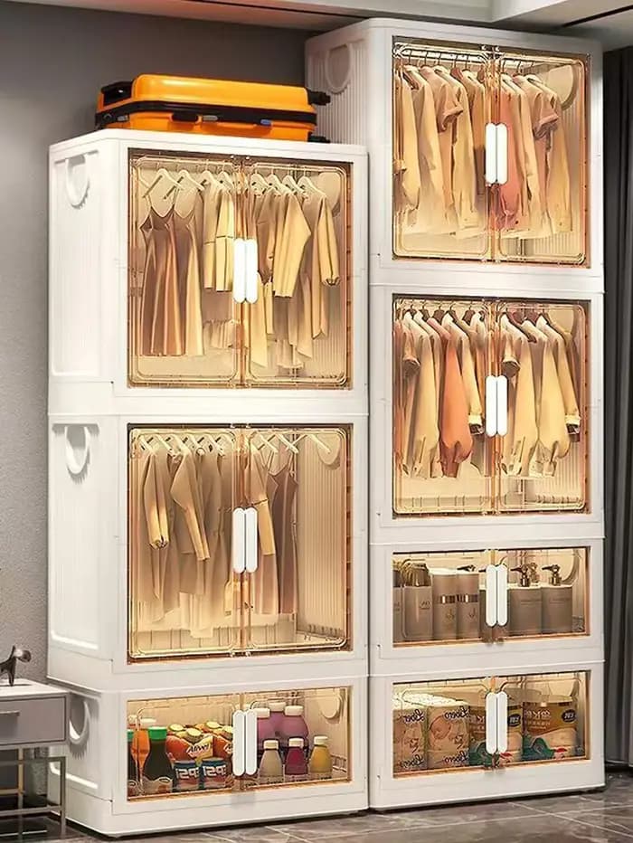 Armoire de rangement en plastique Transparent pliable