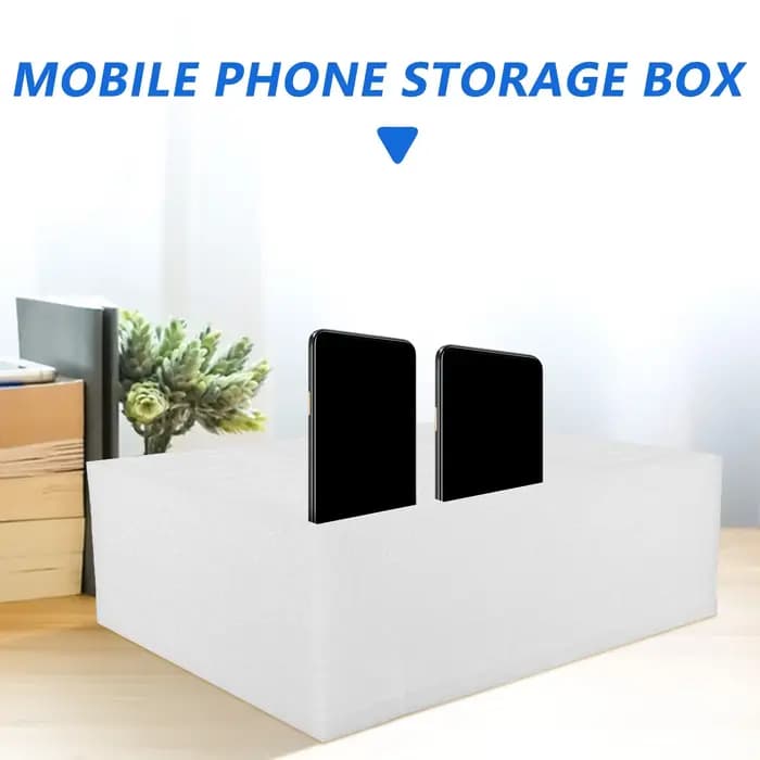 Boîte de rangement multi-compartiments en mousse pour téléphone portable