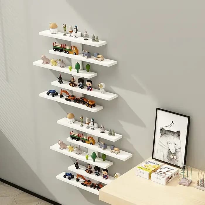 Présentoir mural léger à 5 niveaux pour figurines de blocs de construction