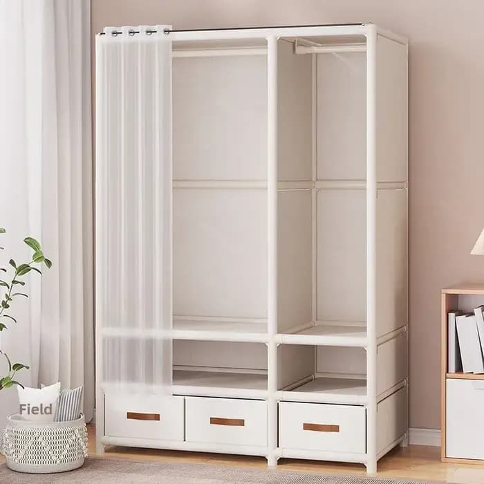 Armoire de chambre à coucher facile à installer, en tissu multicouche, grande capacité de rangement, avec tiroirs, meuble de rangement