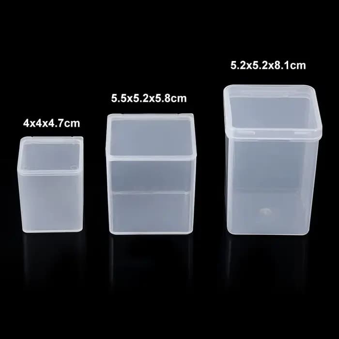 3TANSmall-Boîte de rangement carrée transparente en plastique, conteneur pour petits objets, matérie