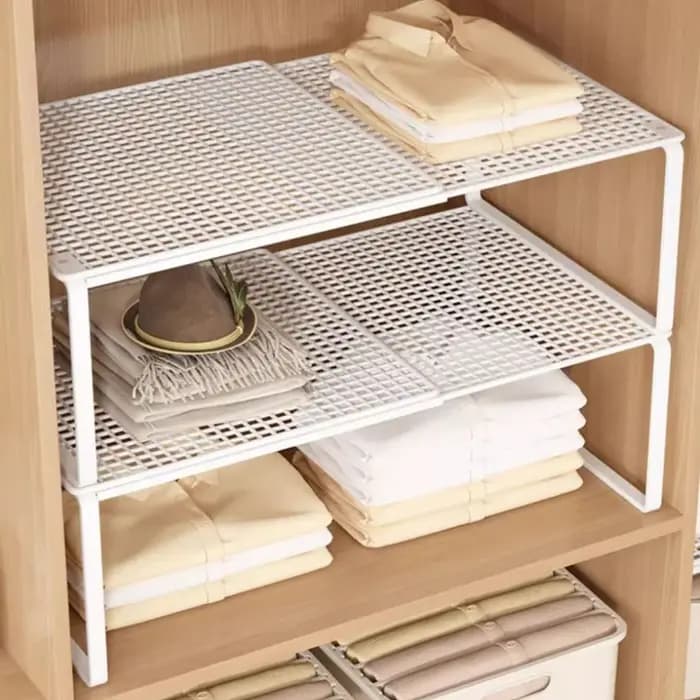 Organisateur de garde-robe télescopique empilable d'étagère de placard rétractable