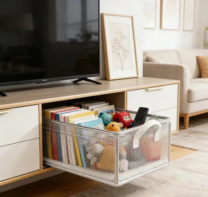 Paniers de rangement pliables en PVC transparent avec cadre en acier solide