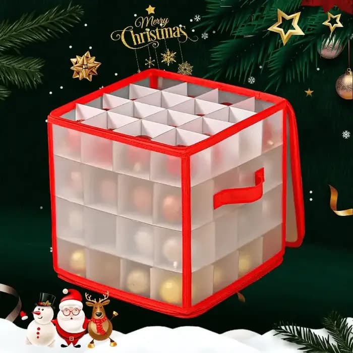 Boîte de rangement d'ornements de noël avec poignée