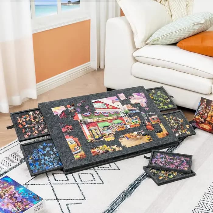 Table de Puzzle Portable avec 6 tiroirs de rangement