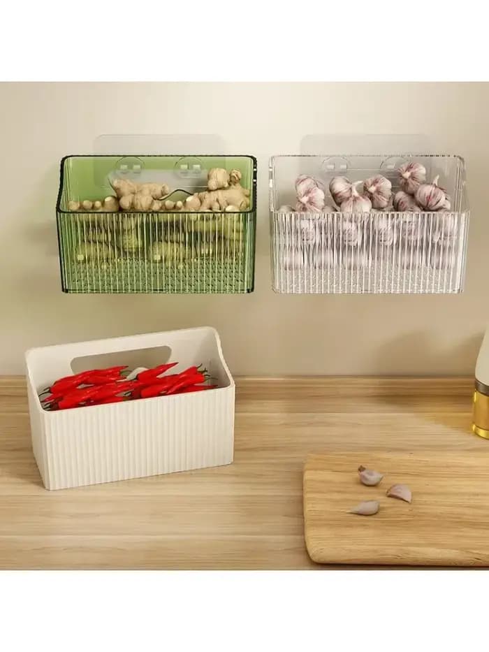 Panier de rangement mural pour gingembre et ail