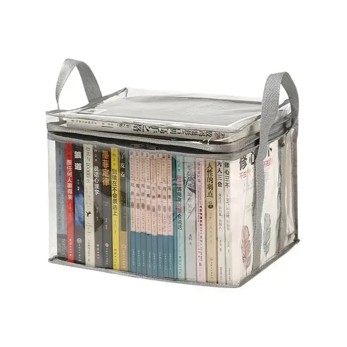 Boîte à livres pliable, organisateur de livres pour dortoir d'étudiants, boîte de rangement transparente et étanche pour la maison