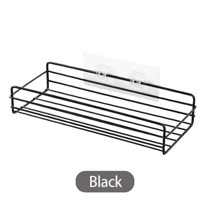 HOStorage-Étagère de cuisine T1 noire, cadre d'angle en fer, caddie de douche monté sans poinçon T1