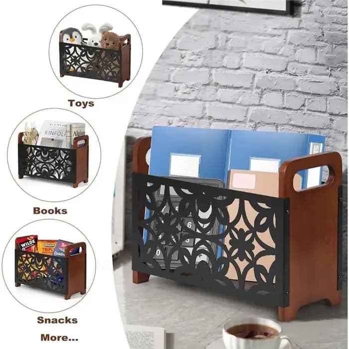 Porte-revues en bois, porte-documents décoratif pour zones rurales